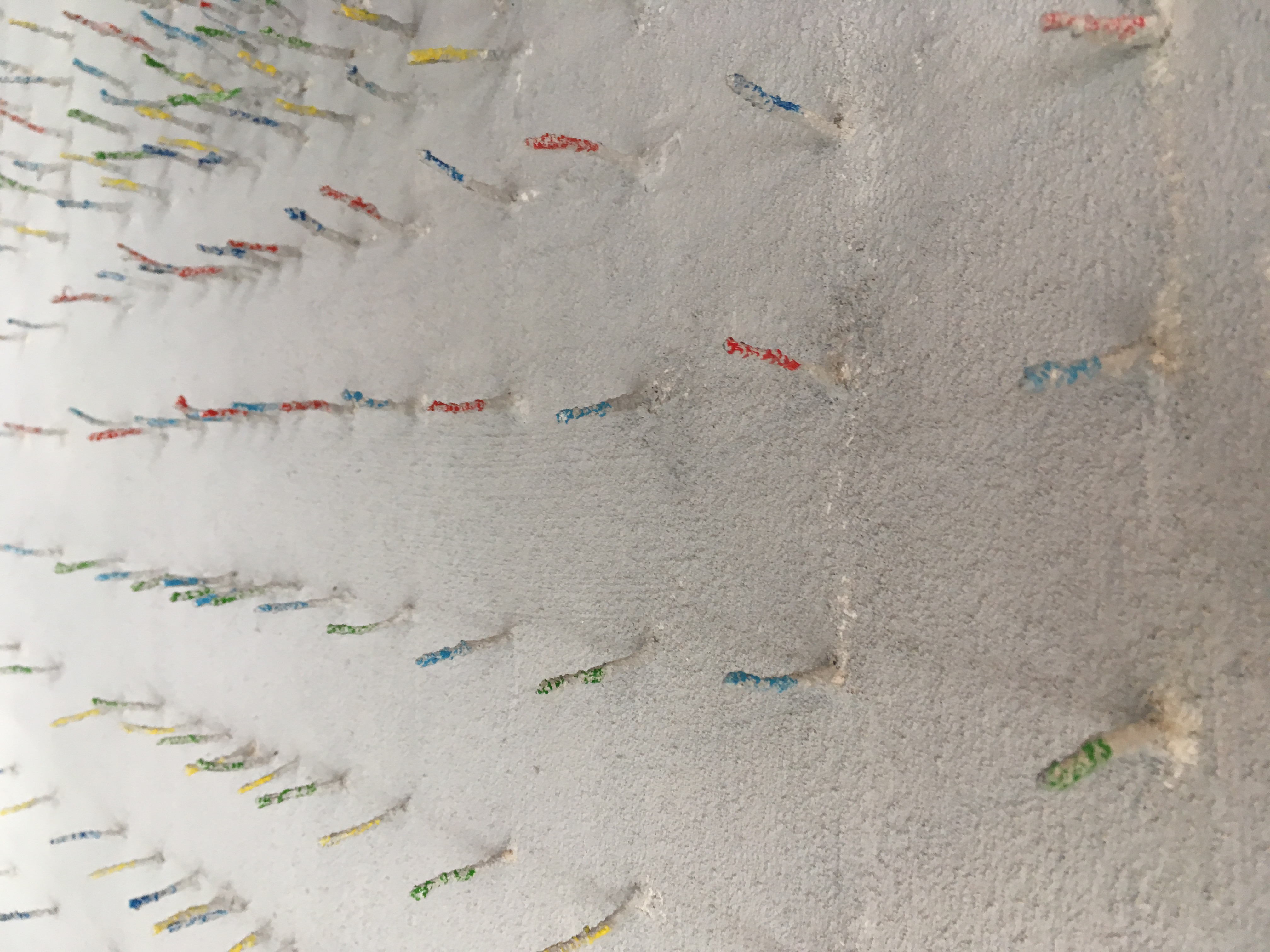 Coloured pins (2010, 60x80, acryl:rope on canvas, detail)